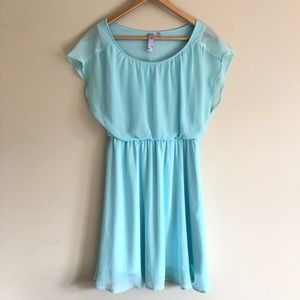 Alya Light Blue Dress With Sheer Top Layer Sz S